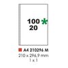 Labels, Pauli, 210296M, A4 (100sheets), 1 Label/Sheet, (210x296.9mm), White