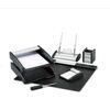 Desk Set of 6 Pieces with Two Drawers - Black and Silver - Base Color is Black