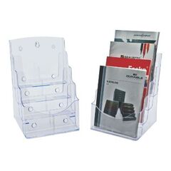 Desk Organizer, KEJEA, Countertop Display Rack K-159, 4 Pocket, A4, Plastic, Clear