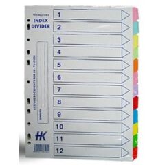 Divider, SIMBA,  Color Index Divider, PVC , A4, 12 Colors