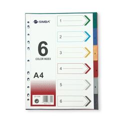 Divider, SIMBA,  Color Index Divider, PVC , A4, 6 Colors