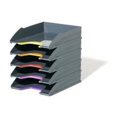 Desk Organizer, DURABLE, Desk Tray Sliding , 5 Tiers, Plastic, Dark Grey
