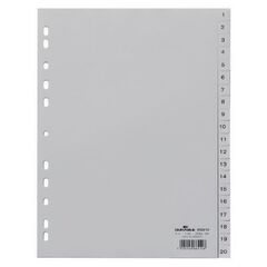 Divider, DURABLE, Index Divider, PVC, A4, 1-20 Numbers, Gray