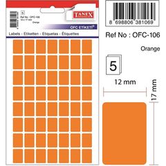 Labels, TANEX, 10 Sheet / bags, Desktop Sticker 12*17 mm, Orange Neon , 30 Bags/ Pack