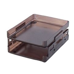 Desk Tray METRO 2 Tries Plastic Brown Transparent