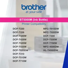 Brother Genuine Ink Bottle Magenta (BT5000M)