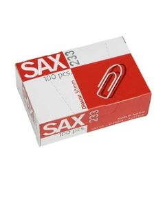 Clips, SAX, Paper Clip 233, 30 mm, Nickel Plated, 100 PC/Pack