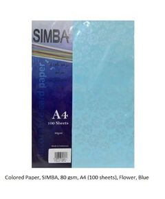 Colored Paper, SIMBA, 80 gsm, A4 (100 sheets), Flower, Blue