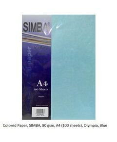 Colored Paper, SIMBA, 80 gsm, A4 (100 sheets), Olympia, Blue