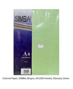 Colored Paper, SIMBA, 80 gsm, A4 (100 sheets), Olympia, Green