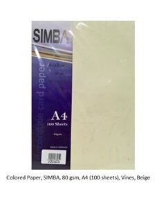 Colored Paper, SIMBA, 80 gsm, A4 (100 sheets), Vines, Beige