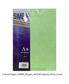 Colored Paper, SIMBA, 80 gsm, A4 (100 sheets), Vines, Green