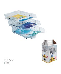 Desk Organizer, ARK, Desk Tray Sliding 2083, 3 Tiers, Plastic, Clear