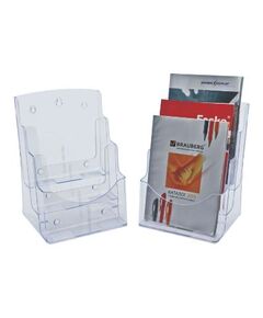 Desk Organizer, KEJEA, Countertop Display Rack K-158, 3 Pocket, A4, Plastic, Clear
