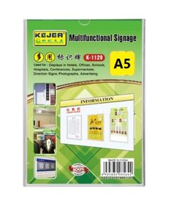 Desk Organizer, KEJEA, Multifunctional Signage (Card Stand) K-1128, A5, Plastic, Clear