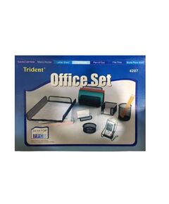 Desk Organizer, Trident, Office Set, 7 sets, Steel Mesh, Black