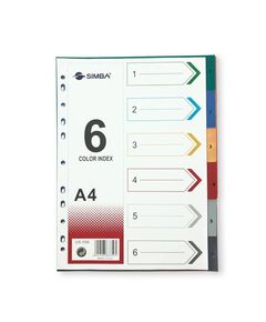 Divider, SIMBA,  Color Index Divider, PVC , A4, 6 Colors