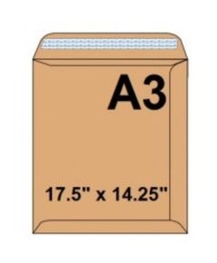 Envelope, SIMBA, Brown Envelope Pocket, 120 GSM, A3, 17.5" x 14.5" (420 X 297 mm), 25 PC/Pack