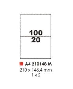 Labels, Pauli, 210148M, A4 (100sheets), 2 Label/Sheet, (210x148.4mm), White
