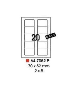Labels, Pauli, 7052P, A4 (20sheets), 10 Label/Sheet, (70x52mm), White
