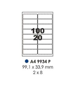 Labels, Pauli, 9934P, A4 (100sheets), 16 Label/Sheet, (99.1x33.9mm), White
