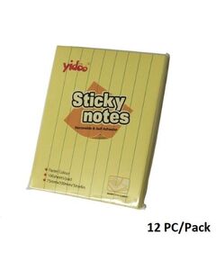 Memo Paper, YIDOO, Lined Sticky Note, (75x100mm), 100 Sheets/pads, Yellow, 12 PC/Pack