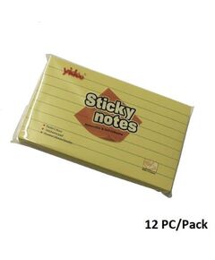 Memo Paper, YIDOO, Lined Sticky Note, (75x125mm), 100 Sheets/pads, Yellow, 12 PC/Pack