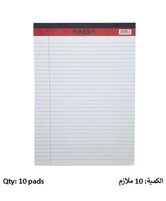 Notepad, SIMBA, Legal Pad, A4 , 40 Sheets, 10 Pcs/Pack, White