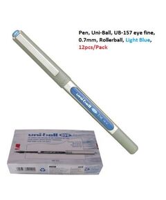 قلم، يوني-بول، UB-157 اي فاين، 0.7مم، رولربول، ازرق فاتح، 12حبة/علبة