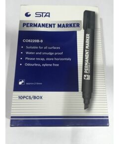 Permanent Marker,  STA, Chisel Nip, Black, 10 PC/Pack