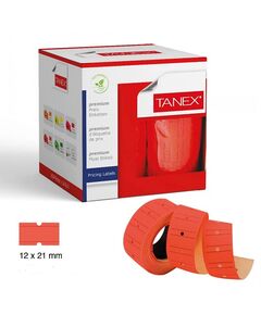 Pricing, TANEX, Price label Roll, 2 lines labeller, Red Neon, 12 Rolls/pack
