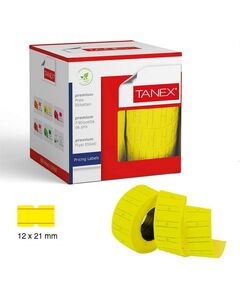 Pricing, TANEX, Price label Roll, 2 lines labeller, Yellow Neon, 12 Rolls/pack