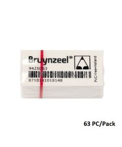 Rubber Eraser, Bruynzeel No. 9425D63, Plain, Small, White, 63 PC/Pack