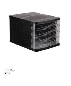 Storage Organizer, ARK, Desktop 4 Drawers (4444), Plastic, Black