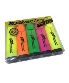 Highlighter Marker, SCRIKSS,  Chisel Tip, 5 Colors/Box