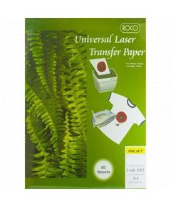 Labels, ROCO,  Easy-on Iron-on Transfer Paper, A4 (10 sheets), 1 Label/Sheet, 160 gsm, White