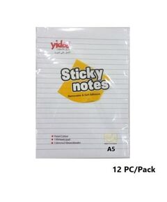 Memo Paper, YIDOO, Lined Sticky Note, (150x210mm) , White, 12 PC/Pack