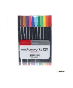 Pen, LiNEPLUS, Meduimworks 120, Fineliner Pen, 0.4-0.7 mm, Assorted Color, 12 Colors