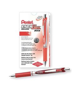 قلم، بنتل، قلم حبر(حبر هلامي سريع الجفاف)، 0.7 مم، ضغاط، احمر، 12حبة/علبة