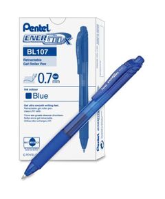 قلم، بنتل، قلم حبر(انرجل)، 0.7 مم، ضغاط، ازرق، 12حبة/علبة