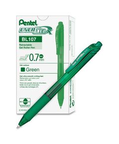 قلم، بنتل، قلم حبر(انرجل)، 0.7 مم، ضغاط، اخضر، 12حبة/علبة