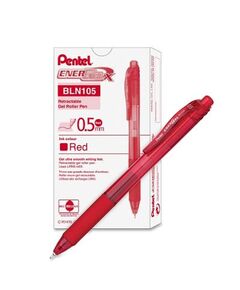 قلم، بنتل، قلم حبر(انرجل)، 0.5 مم، ضغاط، احمر، 12حبة/علبة