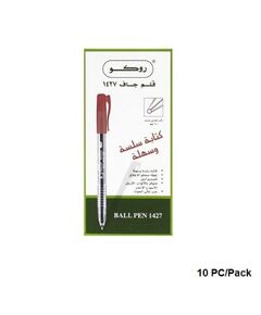 قلم، روكو، قلم جاف 1427، 1.0 مم، بغطاء، احمر، 10حبة/علبة