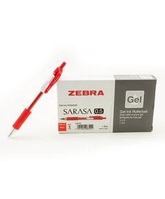 قلم، زيبرا، قلم حبر جل  (ساراسا كليب)، 0.5 مم، ضغاط، احمر، 12حبة/علبة