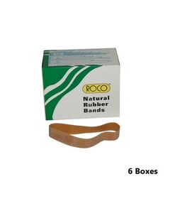 Rubber Bands, Natural Rubber, ROCO, Brown, 110 gram, 6 Box