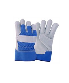 Safety Zone, Working Gloves, Leather and Cloth, Blue