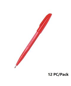 قلم التوقيع، بنتل، سن اكريليكيه رفيعة، 2.0 مم، ريشة ليفية، احمر، 12حبة/علبة