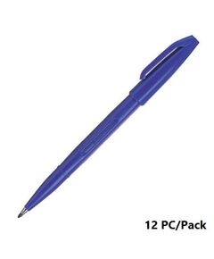 قلم التوقيع، بنتل، سن اكريليكيه رفيعة، 2.0 مم، ريشة ليفية، ازرق، 12حبة/علبة