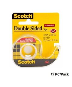 Tape, SCOTCH, 3M, Double Sided Tape, 0.50 in ( 1.3 cm )X7.00 yd ( 6.40 m ) , Clear, 12 PC/Pack