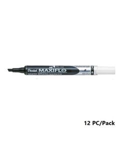 Whiteboard Marker, Pentel, MWL6S-A, Maxiflo,1.5/4.7 mm, Chisel Nip, Black, 12 Pc/Pack